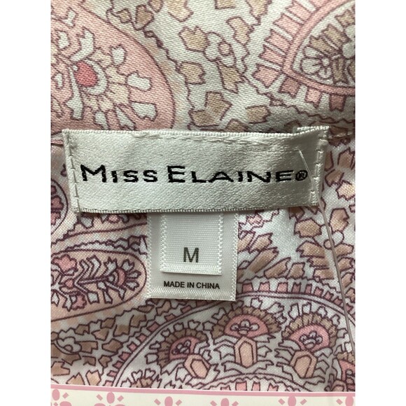 MISS ELAINE Size Medium Pajama PJ Set Pink Button Down L/S Polyester Blend NWT - Picture 4 of 10